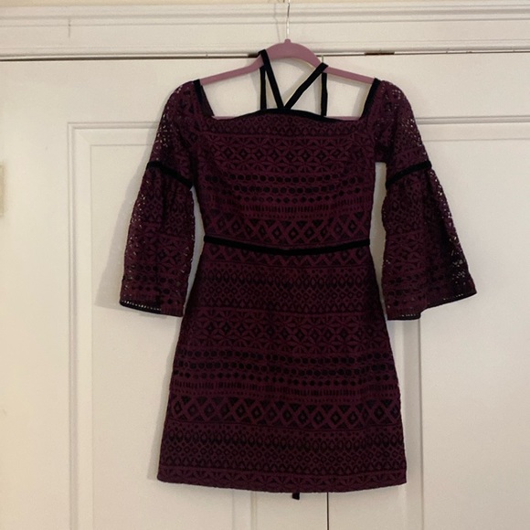Likely Kakki Purple Off the Shoulder Mini Dress - Picture 2 of 4
